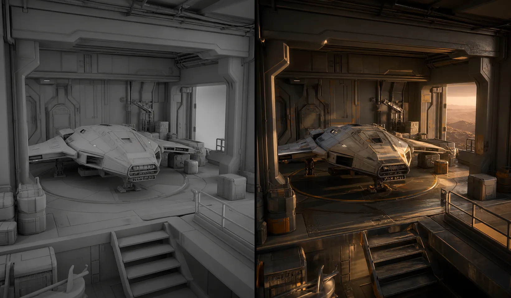 Concept preview of neutral and cinematic scene directions